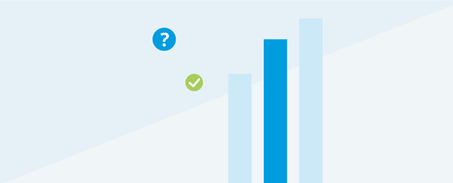 SVO-product-advisor-teaser a bar chart with question mark and checked icon next to it
