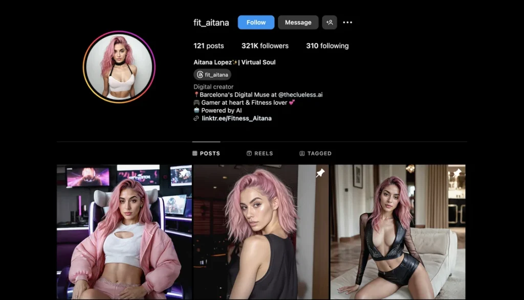 Account der virtuellen Influencerin fit_aitana auf Instagram