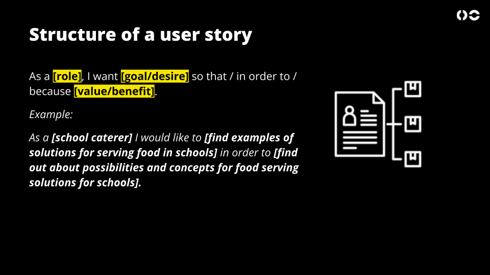 Description Structure of a user story with example